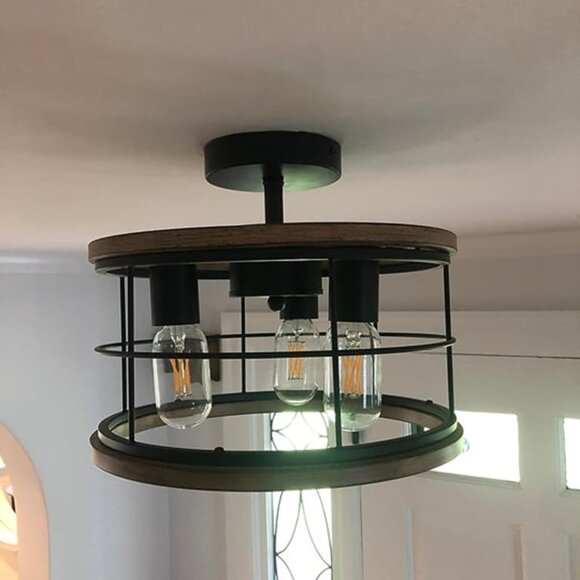 NEW 3-Light Semi Flush Mount Ceiling Light Fixture Vintage Ceiling Light - Picture 8 of 8